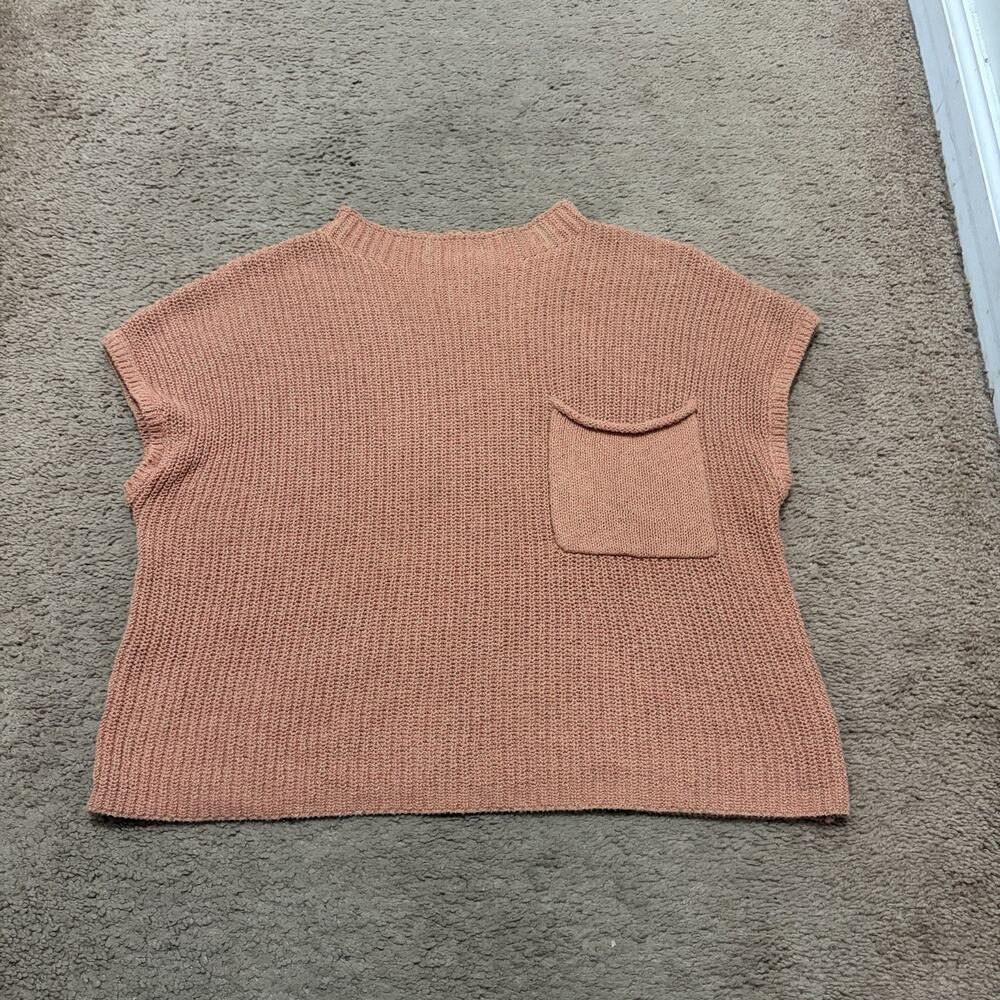 FP BEACH Freya Sweater Top Size XS Orange Free People Ribbed Knit Crop